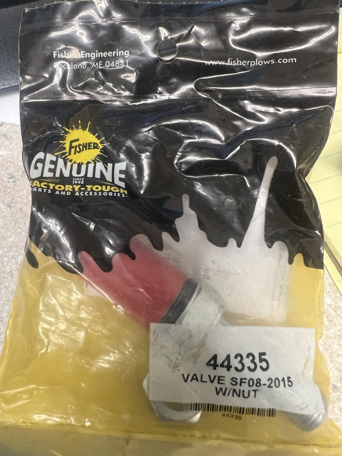 Brand New In Bag, Fisher Plow 44335 Valve With Nut 