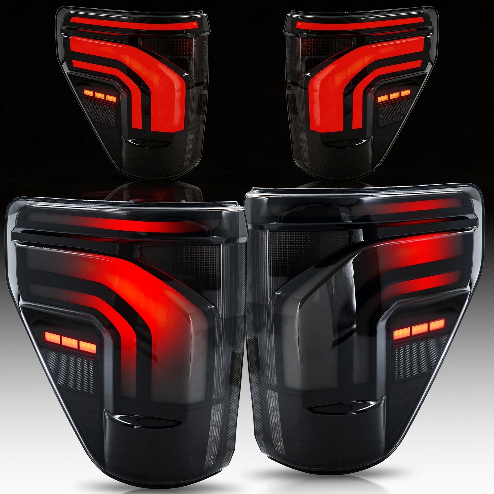 LED SMOKED Sequential Tail Lights For 14th Gen Ford F150 2021-2025 Rear Lamp L+R