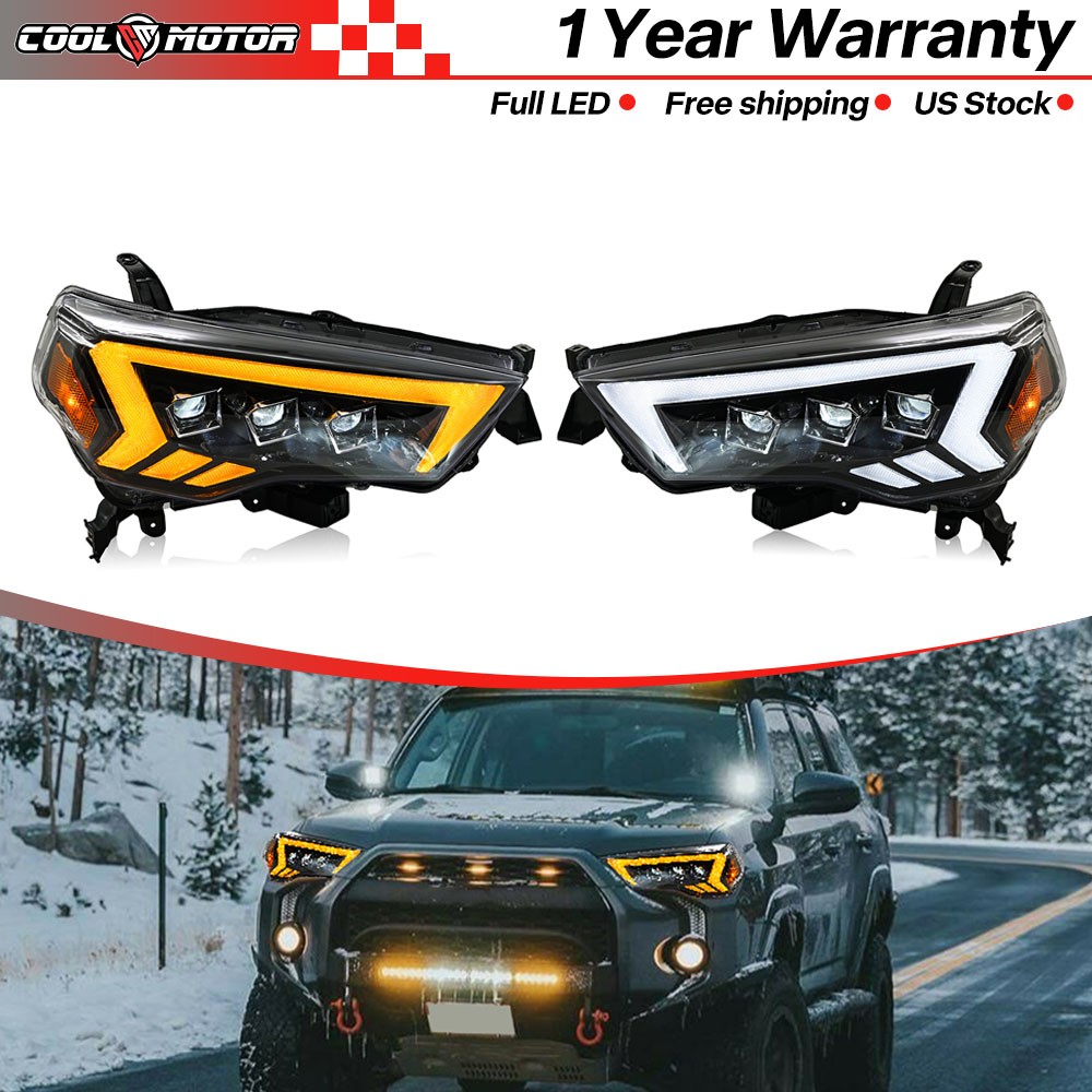 For Toyota 4Runner LED Headlights 2014-2024 DRL Sequential Blinker Upgrade Lamp