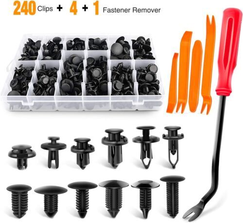 240pcs Auto Car Bumper Retainer Clips Kit Fastener Remover Push Pin Rivet Screw