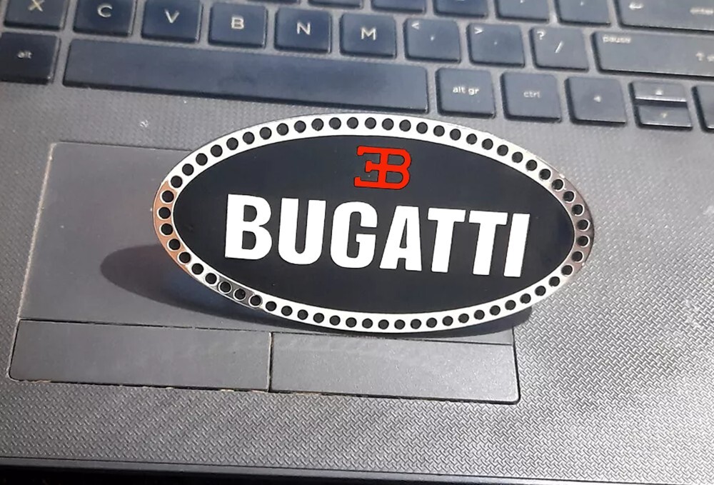 For Early Bugatti Front Radiator Grill Hood Badge Emblem Enamel Brass Chrome Big