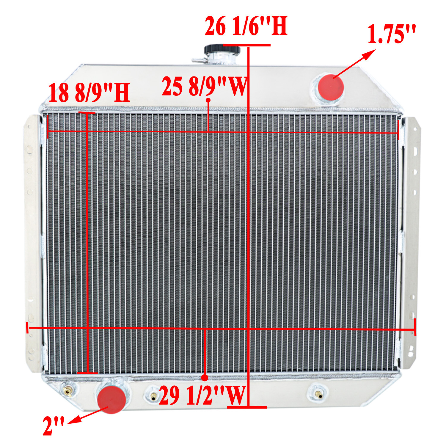 2 Rows Aluminum Radiator Fit 1966-1979 Ford Bronco F100 F150 F250 F350 TRUCK V8