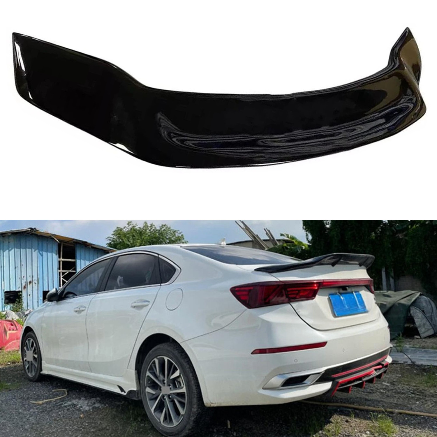 FOR 2019-2023 KIA FORTE K3 GLOSSY BLACK DUCKBILL REAR TRUNK LIP SPOILER WING