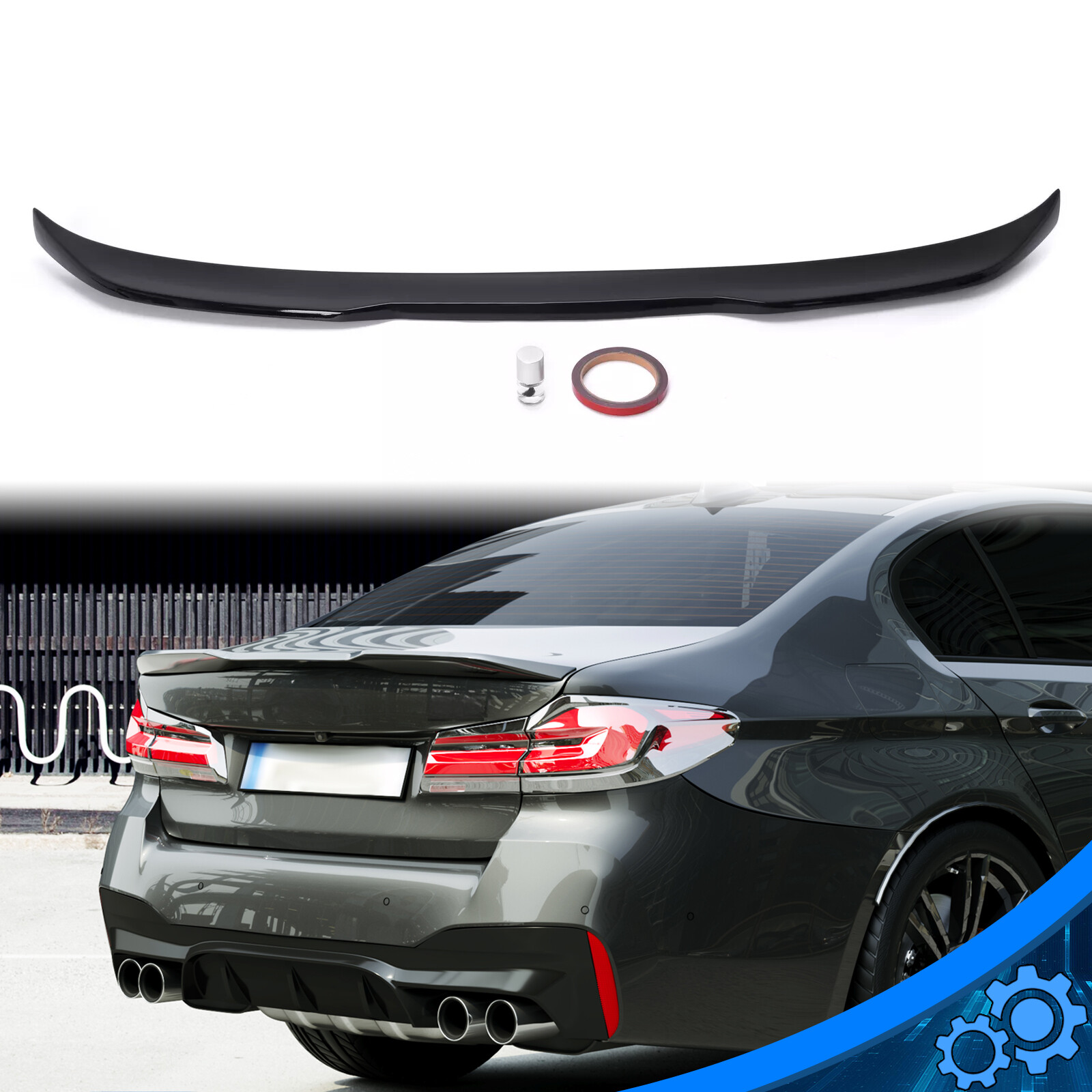 For 2017+ BMW 5-Series G30 G38 530i F90 M5 CS Style Trunk Spoiler Wing Gloss Blk For 2017+ BMW 5-Series G30 G38 530i F90 M5 CS Style Trunk Spoiler Wing Gloss Blk