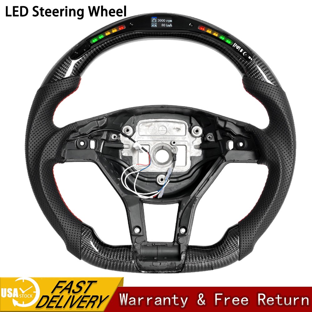 Carbon Fiber LED Steering Wheel For Mercedes AMG CLA W204 C204 W176 W212 C63 A45