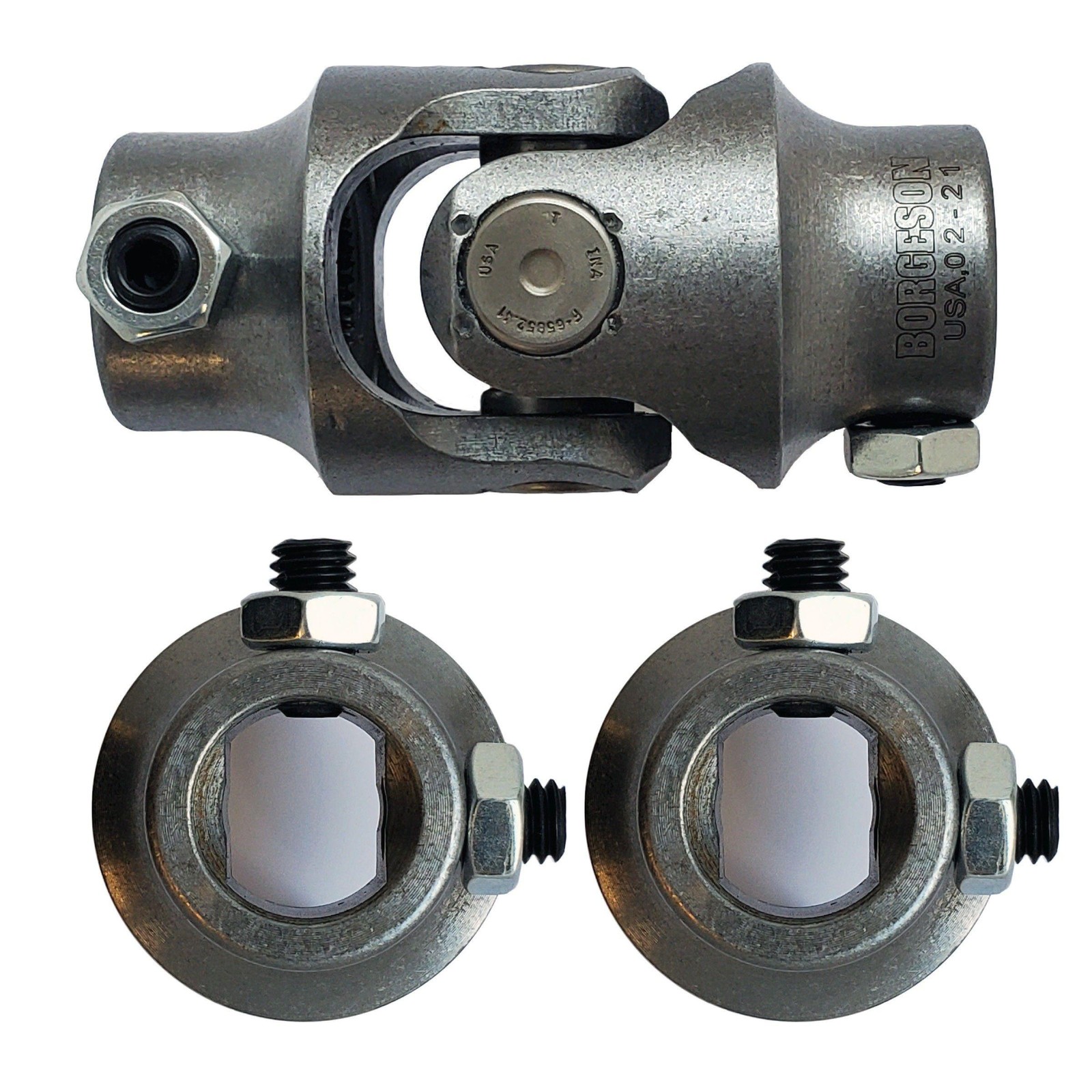 Borgeson Steel Steering Universal Joint, 3/4DD X 3/4DD, 3-1/4 Borgeson Steel Steering Universal Joint, 3/4DD X 3/4DD, 3-1/4