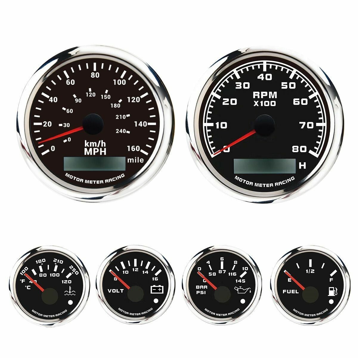 W PRO 6 Gauge Set 85mm GPS Speedometer 160 MPH/240 KMH Waterproof Car Boat Truck W PRO 6 Gauge Set 85mm GPS Speedometer 160 MPH/240 KMH Waterproof Car Boat Truck