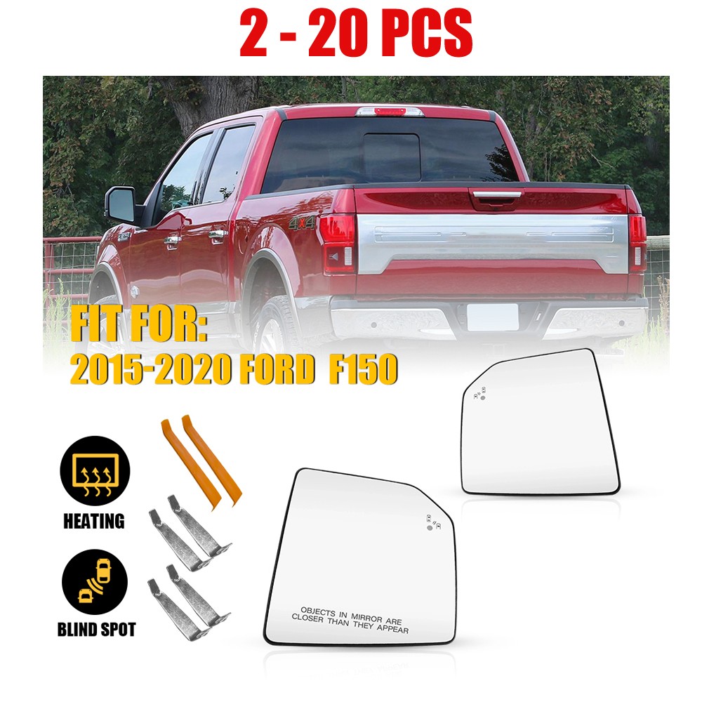 2-20pcs Left Right Mirror Glass Heated W/Blind Spot Kit for 2015-2020 FORD F150