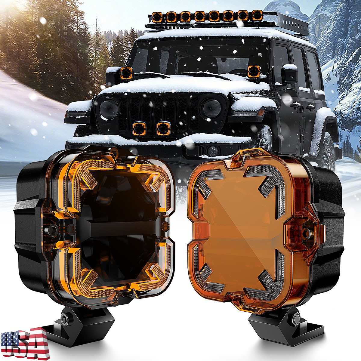 2026 Newest Front Driving Work Light Off-Road Lamp for Jeep Wrangler JL JK JT CJ