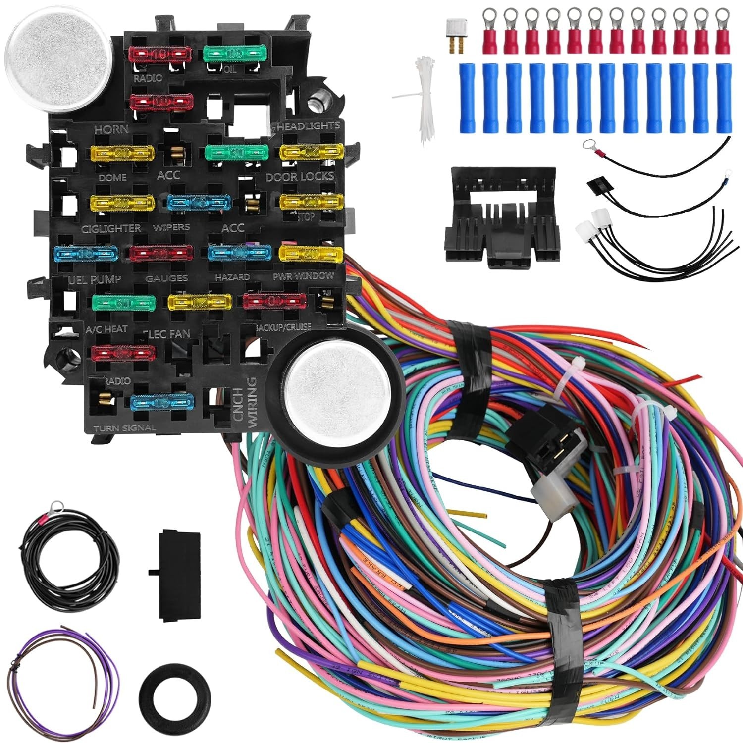 21 Circuit Wiring Harness Kit, Universal Extra Long Wire 21 Circuit Wiring Harn 21 Circuit Wiring Harness Kit, Universal Extra Long Wire 21 Circuit Wiring Harn