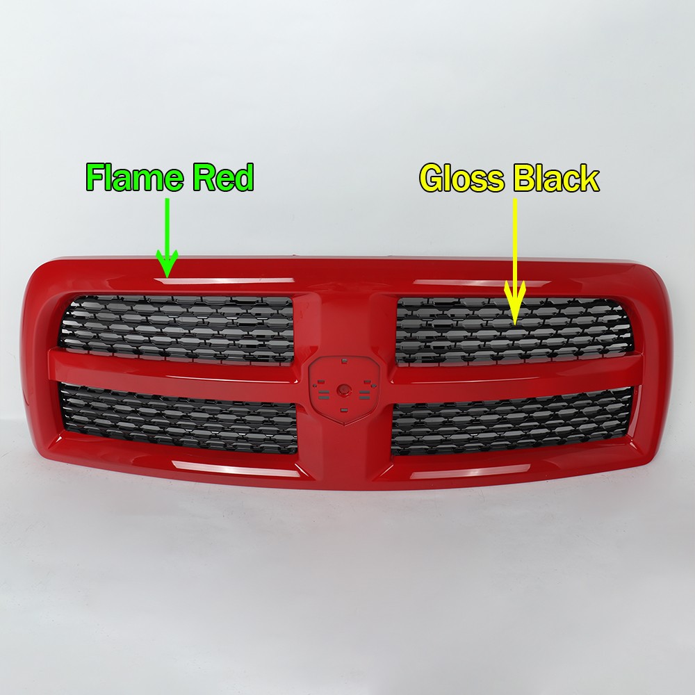Flame Red & Black Front Upper Grille Laramie Style For RAM 2500 3500 2013-2018