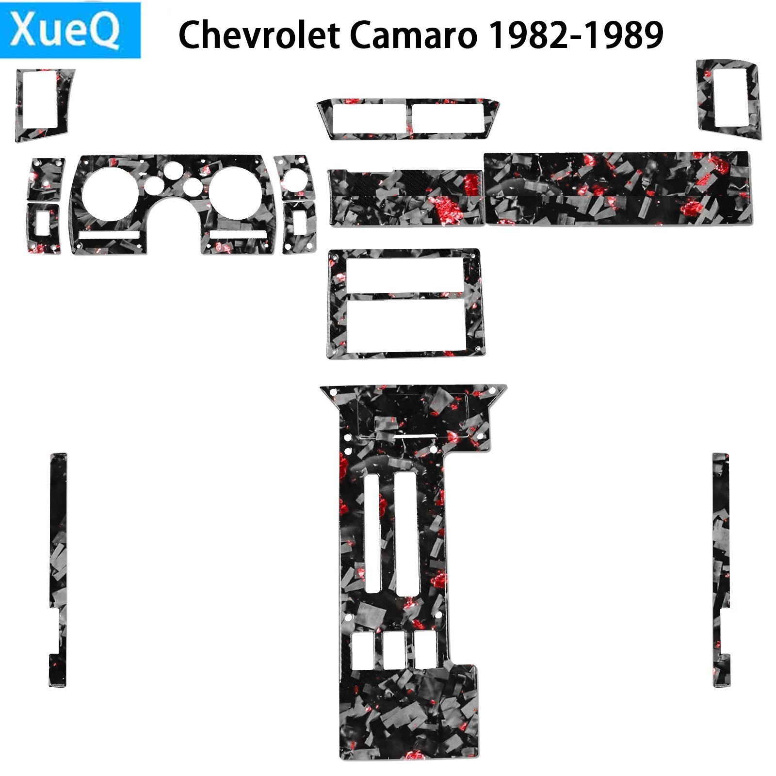 15Pcs Red Forged Carbon Fiber Full Interior Kits For Chevrolet Camaro 1982-1989