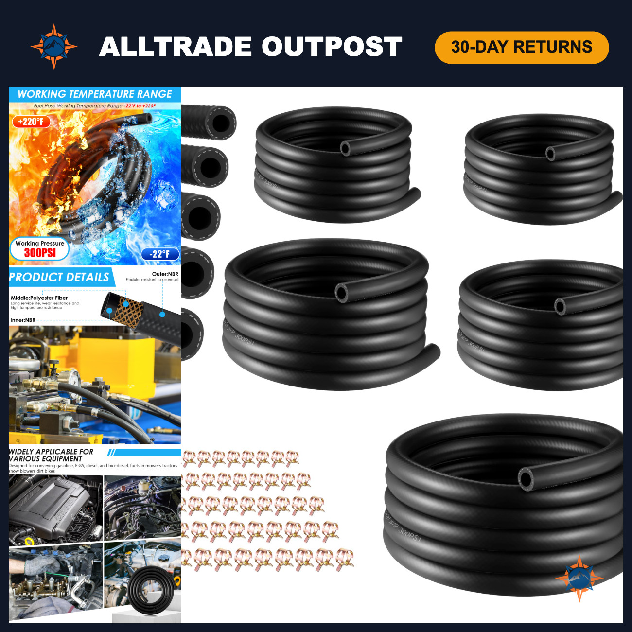 10Ft Fuel Line Hose Kit - 3/8\