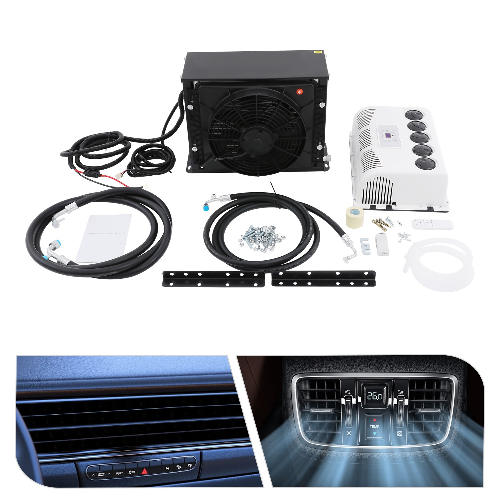 12V 11000 BTU Truck Cab AC Air Conditioner Split For Semi Trucks Bus RV Caravan