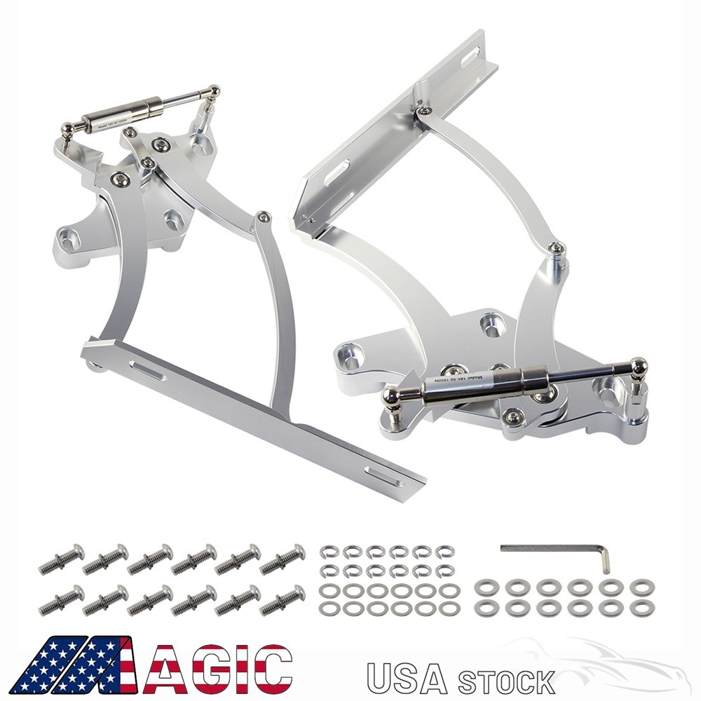 Billet Hood Hinge Kit Pair Left and Right Side For Ford Mustang 1971-1973 Silver
