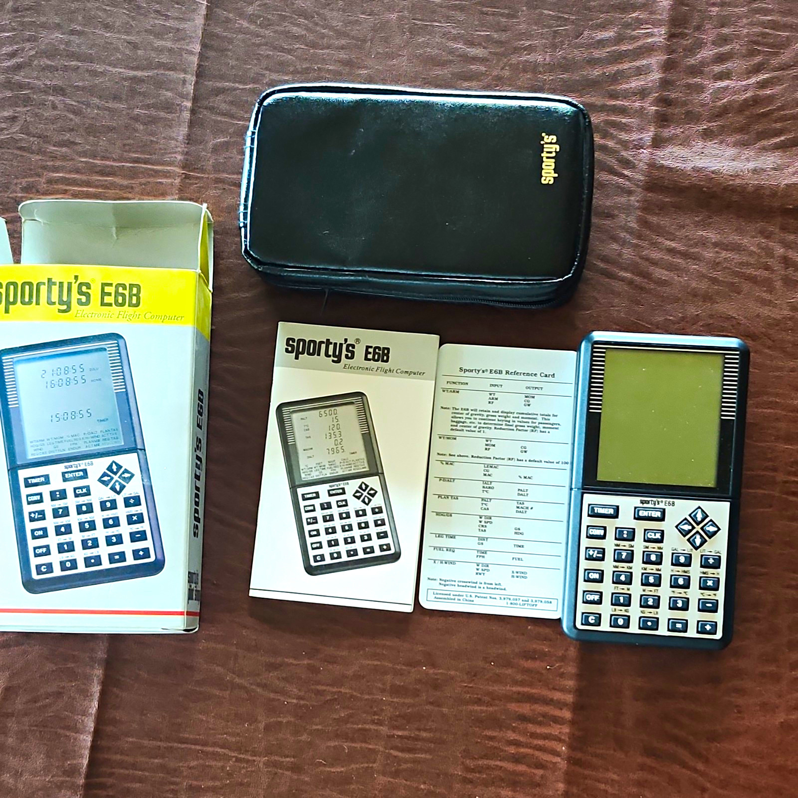 Sporty’s E6B Electronic Flight Computer Black/Silver, Zip Case Manual Batteries
