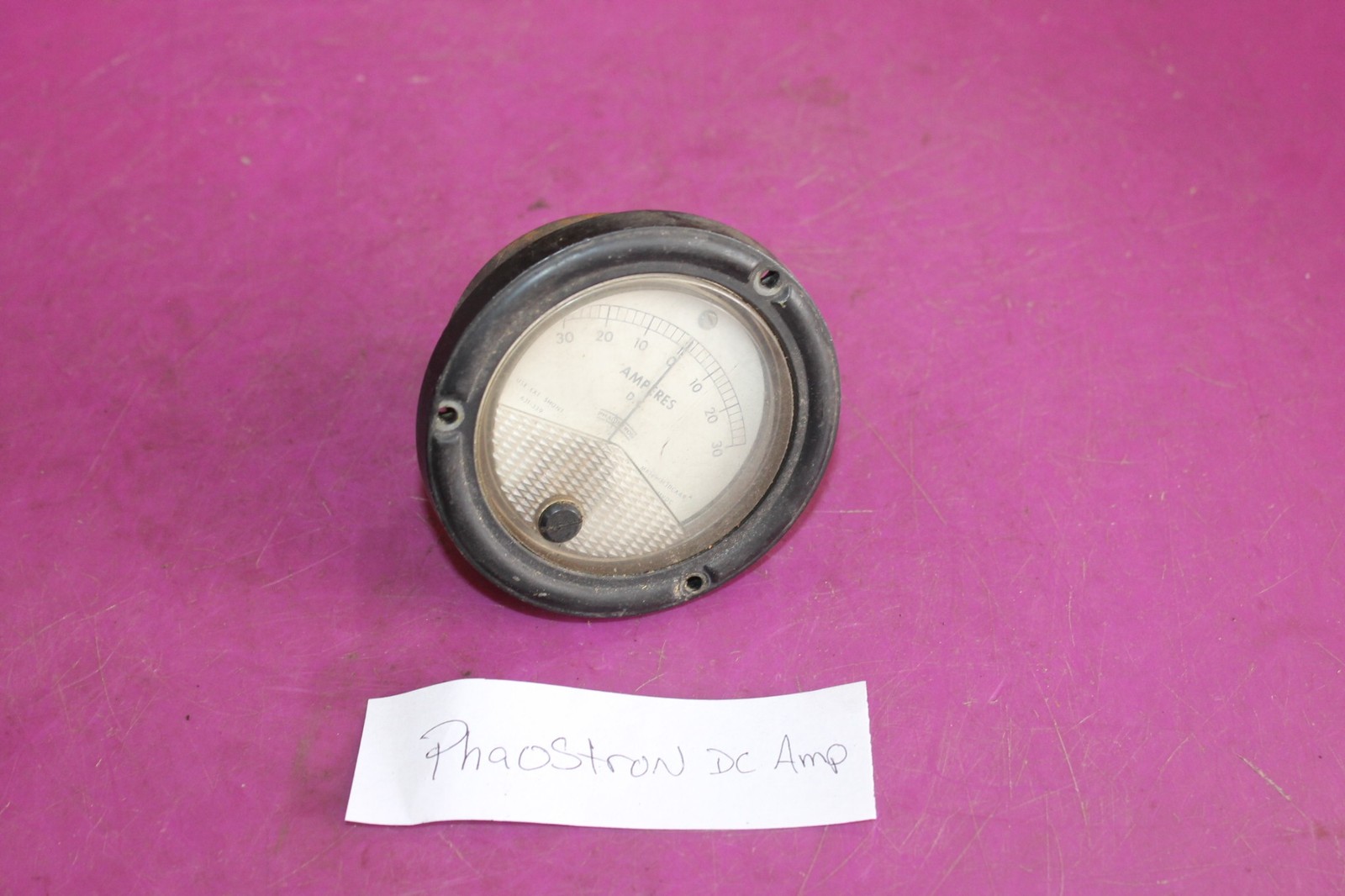 Vintage Phaostron DC Amp Gauge. MR36W3T3DCAAR. Untested, as-found. See pic.