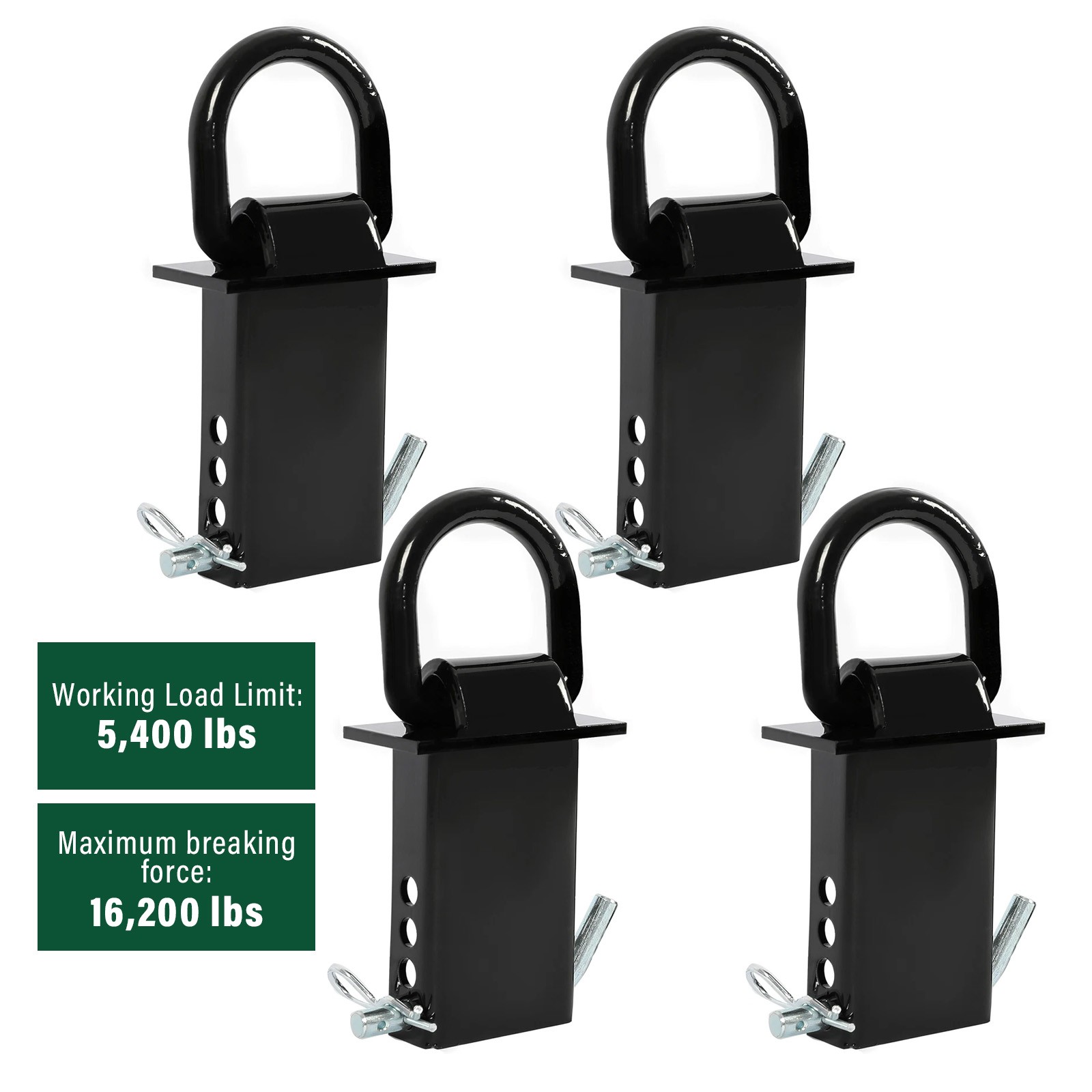 4 PCS Heavy Duty Adjustable Trailer Stake Pocket D Ring Standard 2”x4” 16200LBS