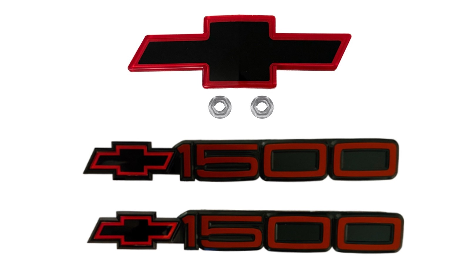1988-1993 Chevrolet C/K Series 454 SS Red/Black Front and Door Emblems Bundle