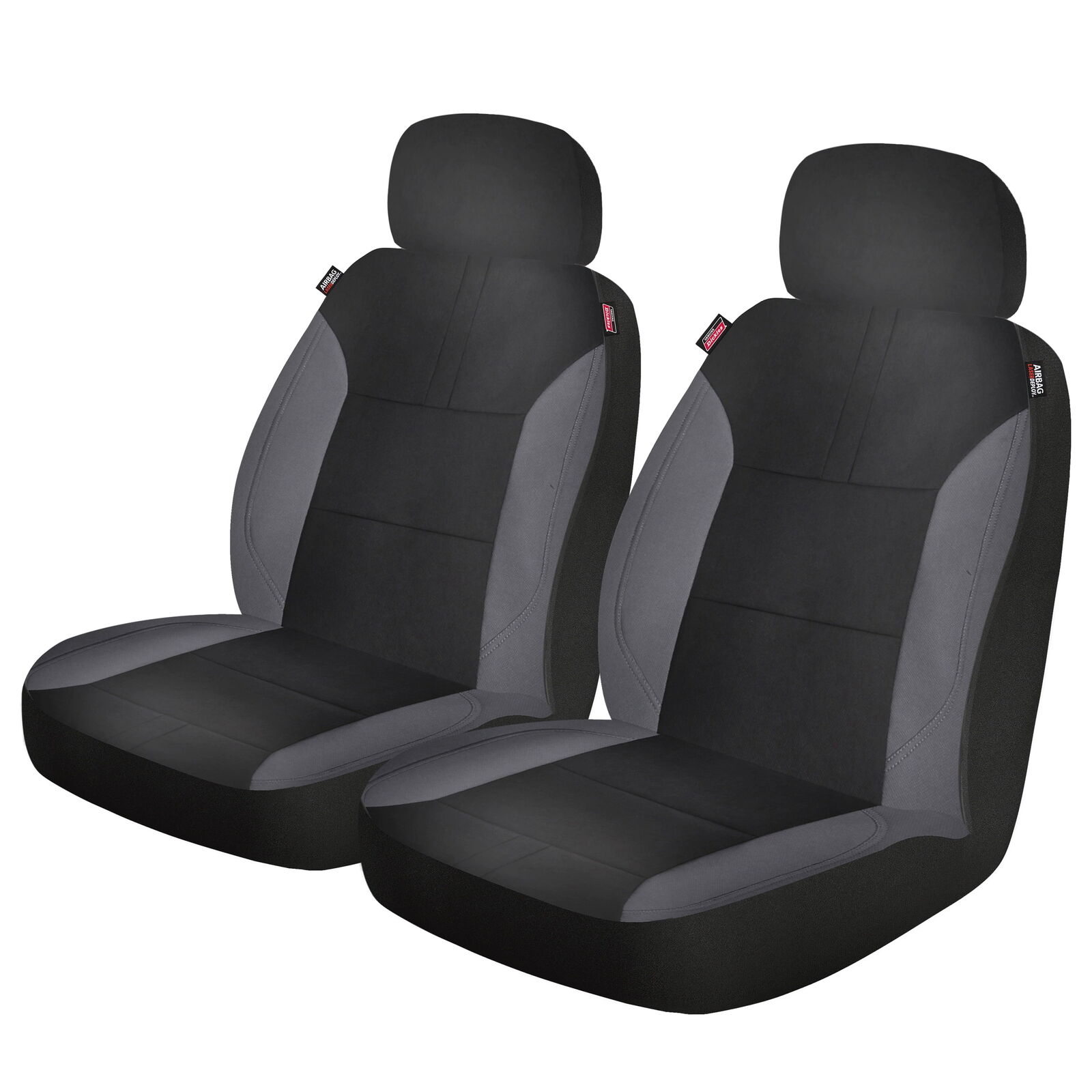 2 Piece Repreve Universal Front Car Seat Covers - Black and Gray