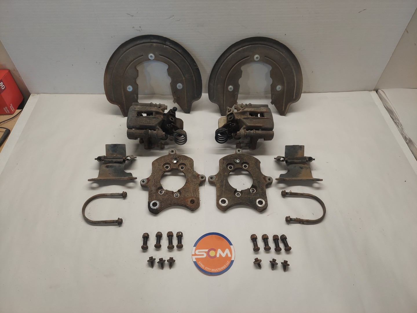 94-04 Mustang Rear Brake Calipers Swap Over 79-93 Fox Brackets Flanges Anti Moan