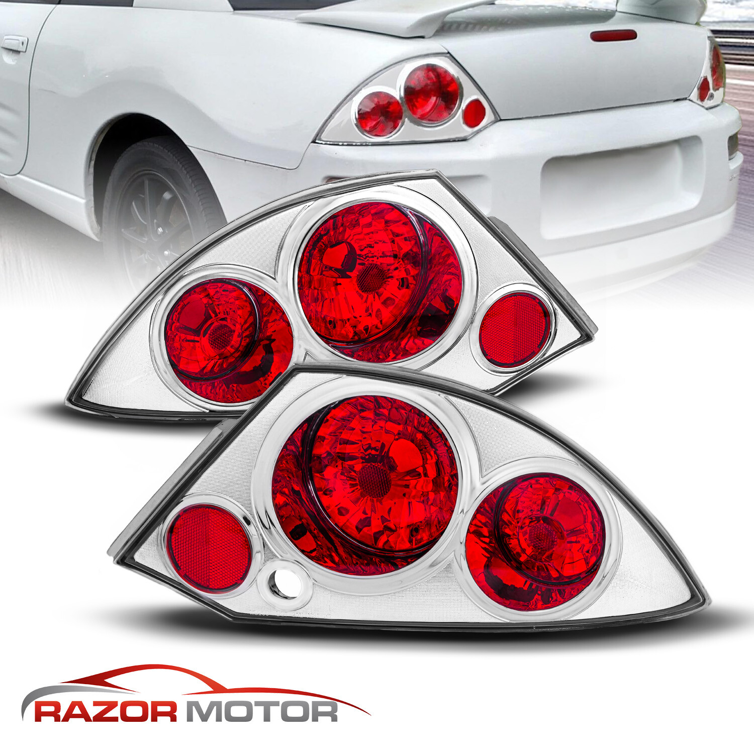 2000-2005 Fit Mitsubishi Eclipse Base/GT/Spyder Altezza Style Chrome Tail lights