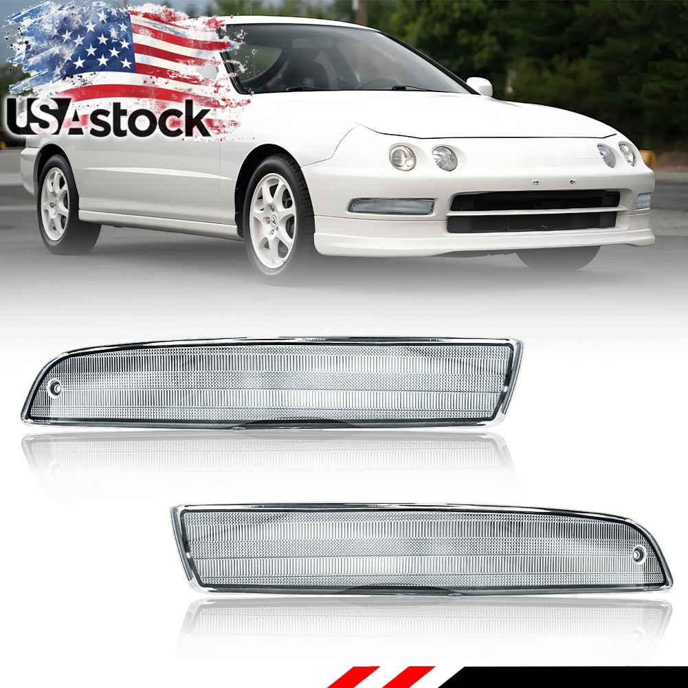2X Euro Clear Lens Front Bumper Turn Signal Lights For 1994-1997 Acura Integra