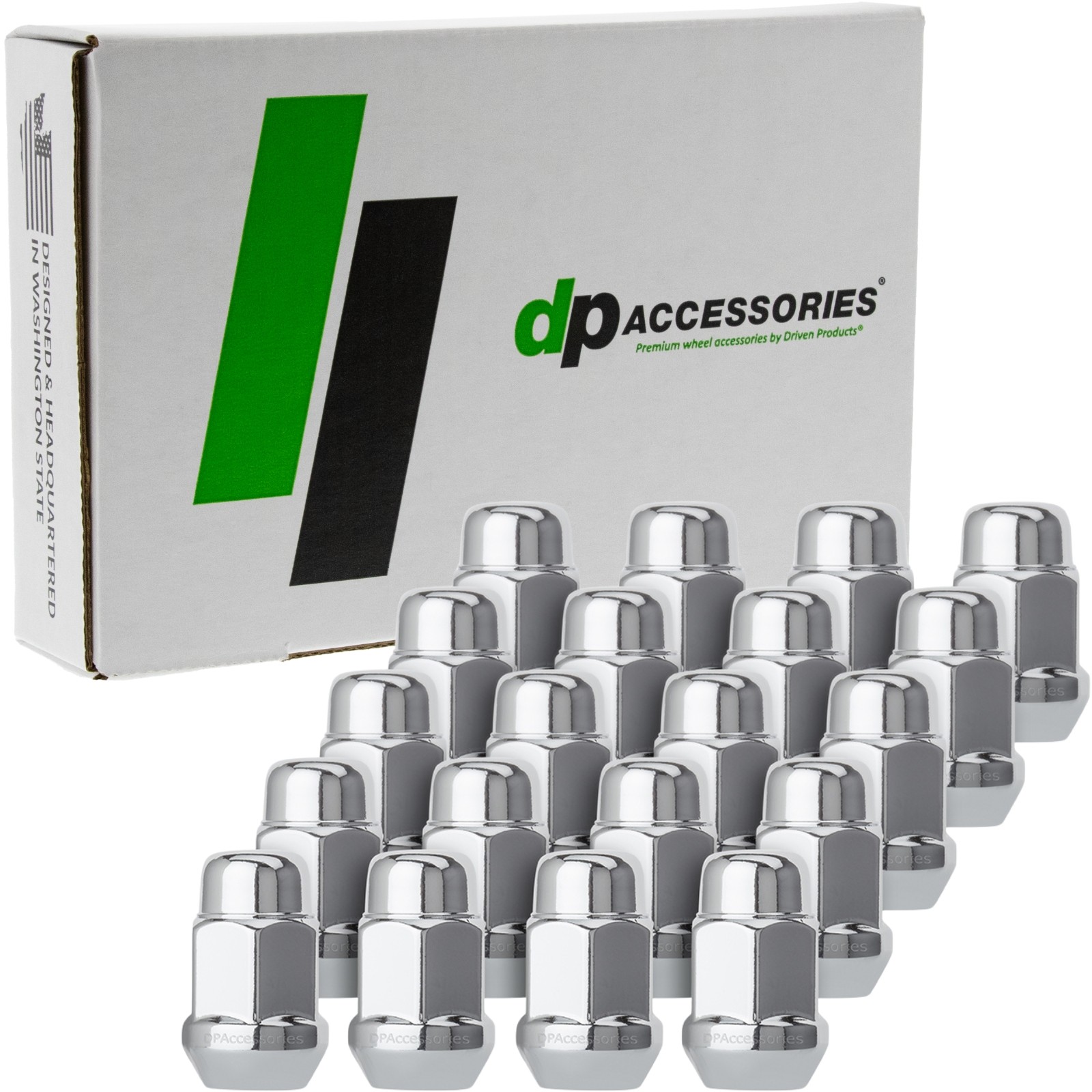 Chrome 1/2-20 Lug Nuts | Closed End Bulge - 19mm Hex | 1.4\
