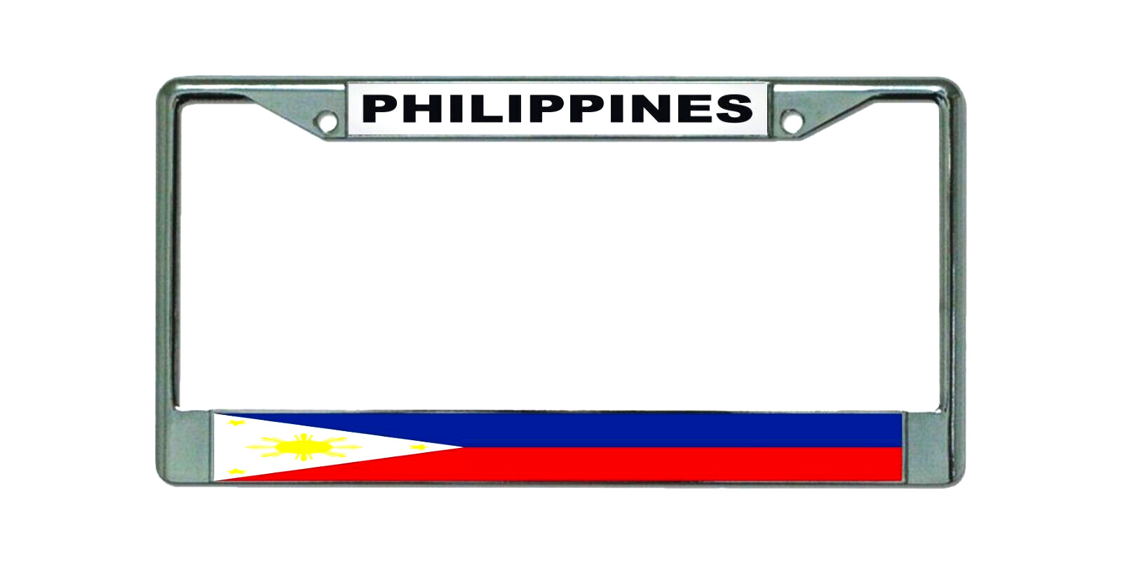PHILIPPINE FILIPINO FLAG Chrome Metal Car License Plate Frame