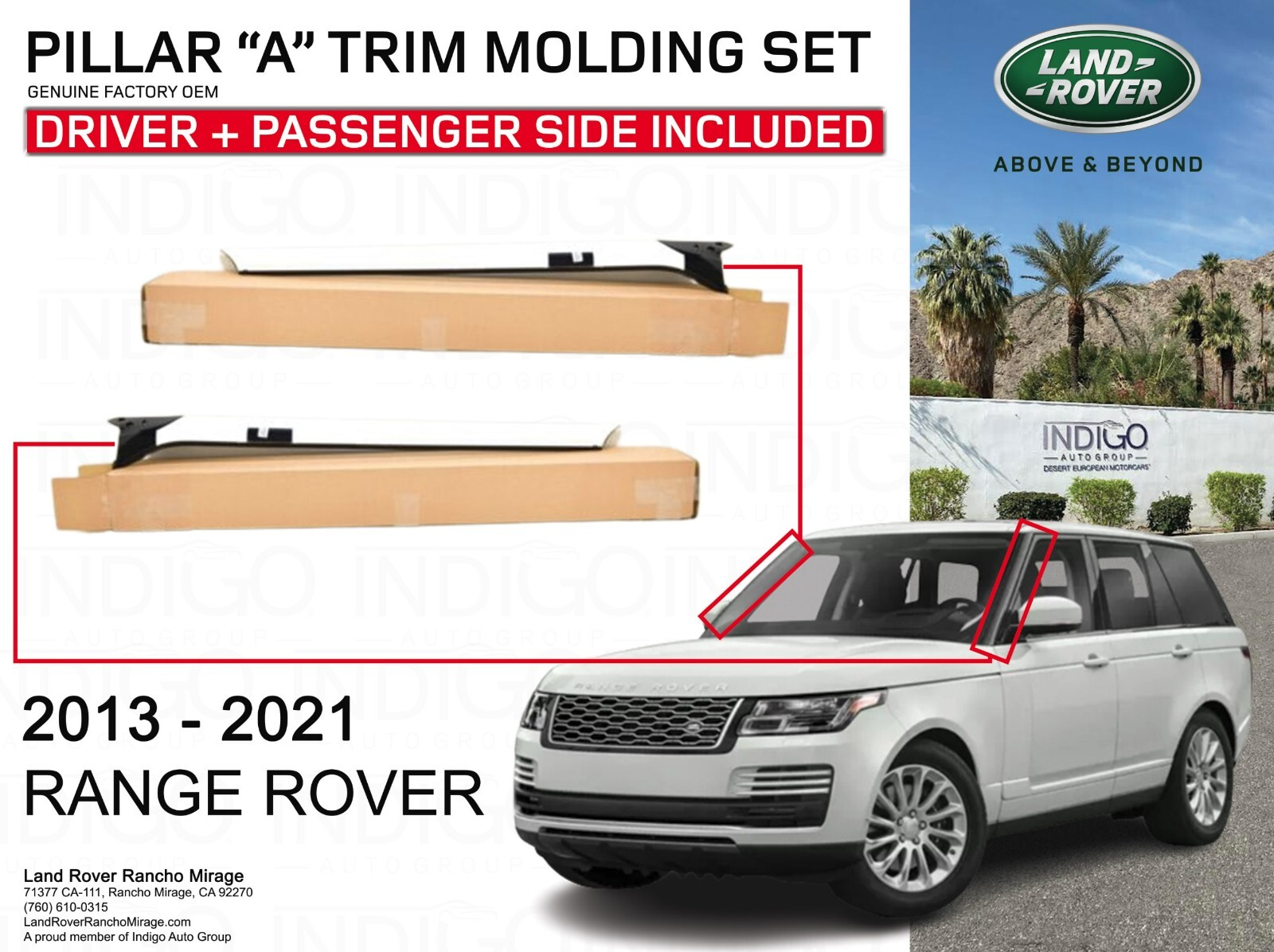 2013-2021 LAND ROVER FRONT MOLDING SET RANGE (LR076493 +LR076494) GENUINE OEM