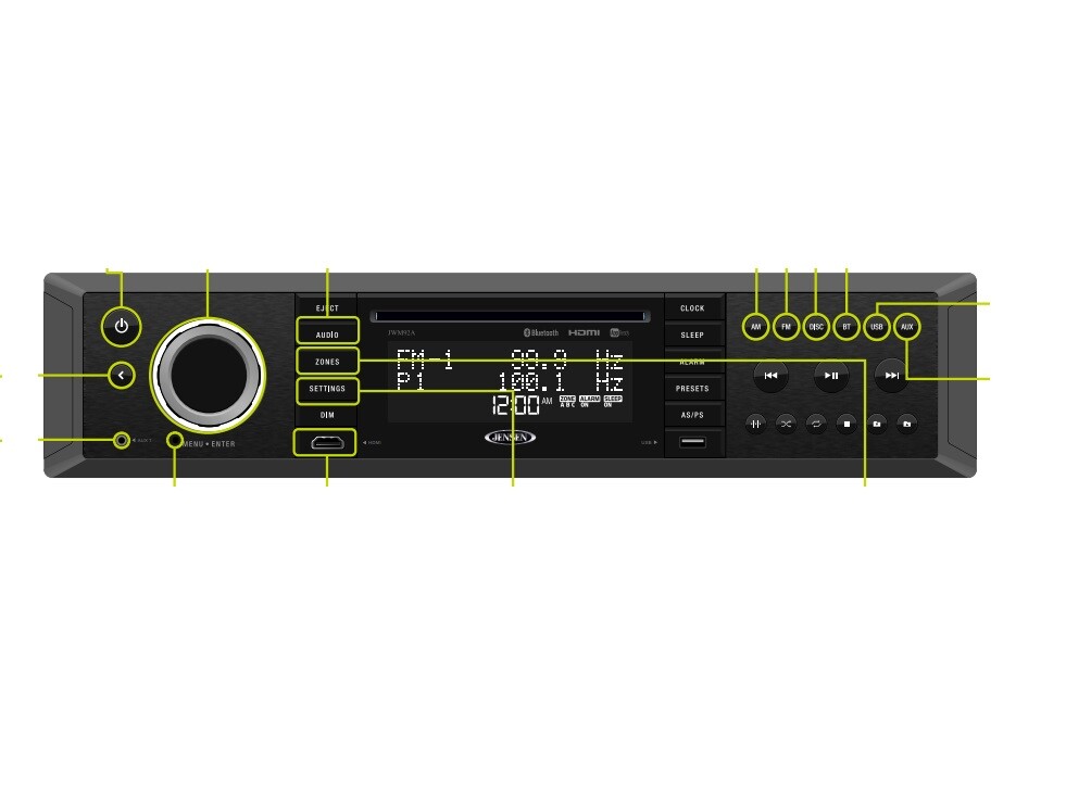 ASA Radio Automotive Am/ FM CD/DVD Player MP3 Control JWM92A