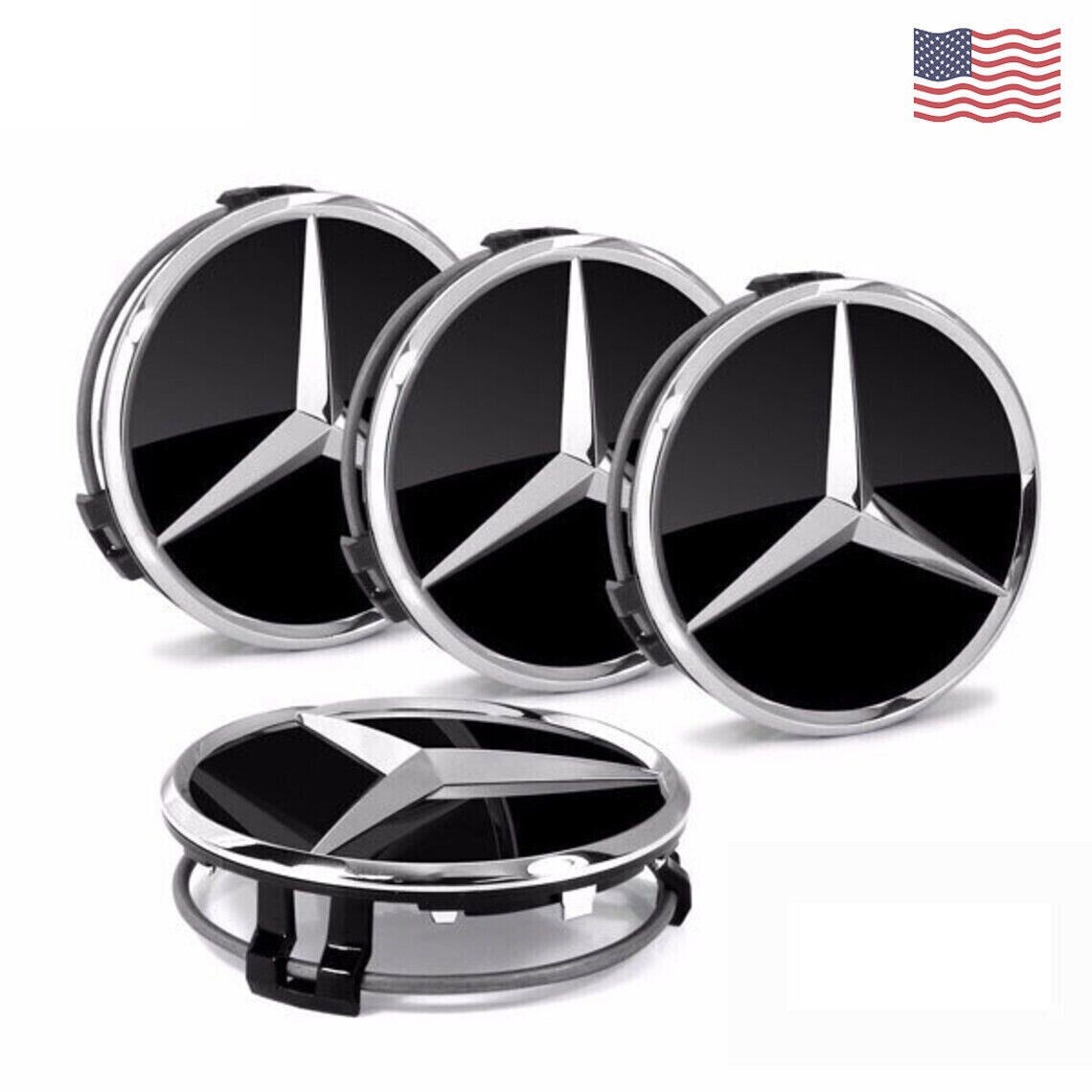 4PCS 75mm Chrome Emblem Fit For Mercedes/Benz C E S CLASS Wheel Hub Caps Center