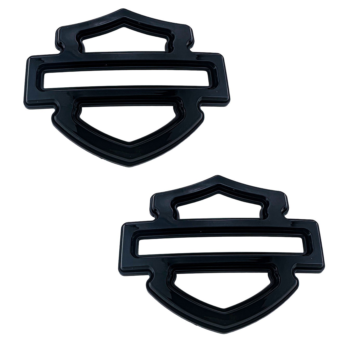 2Pc Custom Tank Emblems Gloss Black Double Layer 5 or 6 gal tank CVO