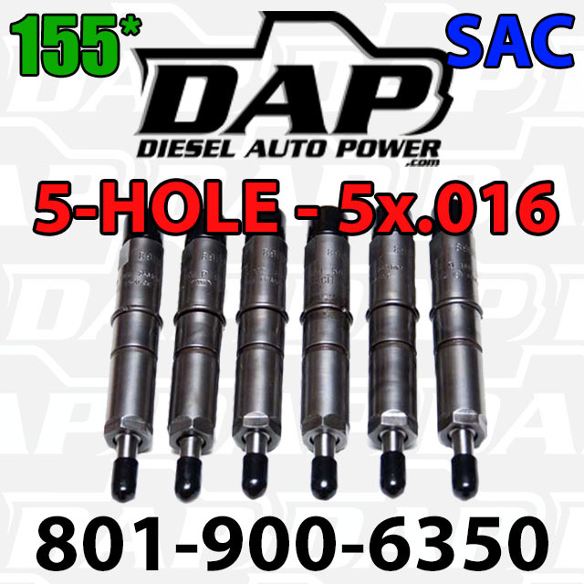 5x.016 155* DAP Performance Injectors 94-98  12v For Dodge Cummins Diesel 5x16