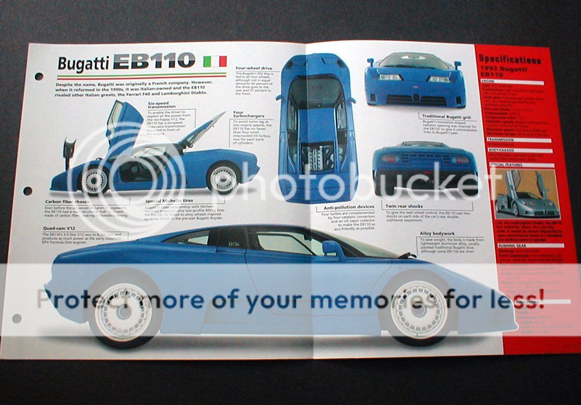 1993 BUGATTI EB110 COUPE UNIQUE IMP BROCHURE '93