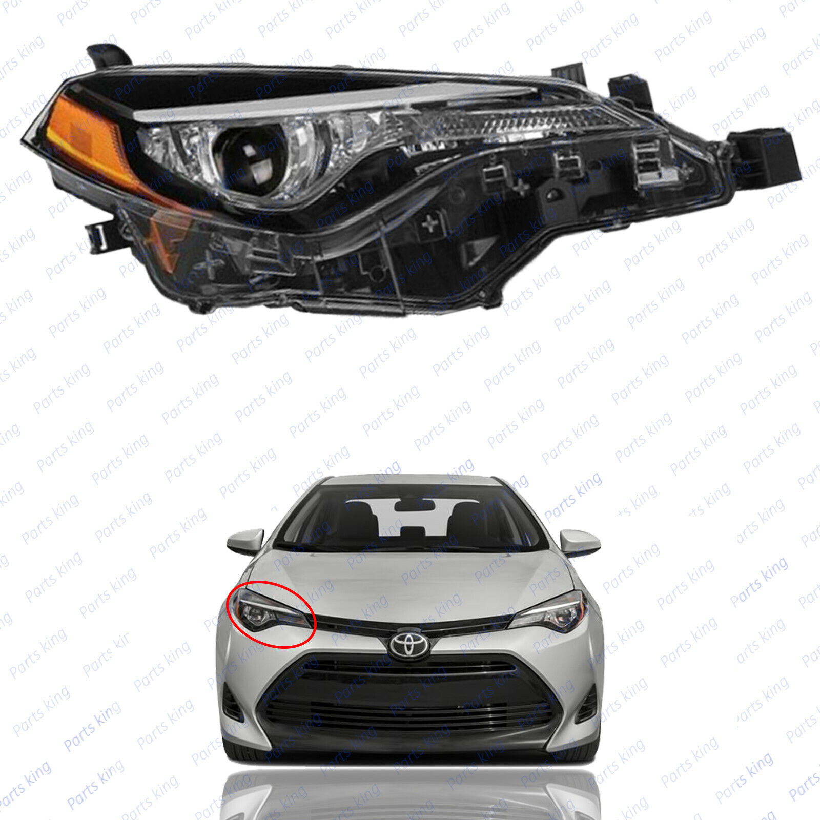 For 2017 2018 2019 Toyota Corolla LE CE Sedan Passenger Side Headlight w/ LED 