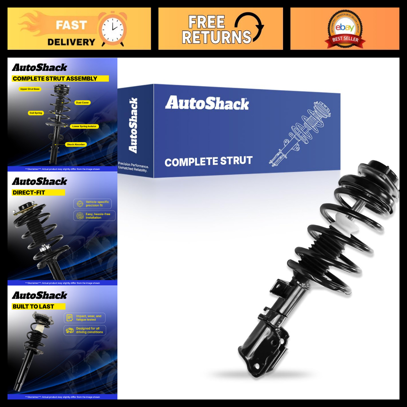 Complete Front Strut Assembly with Coil Spring - Easy Install, Durable, 1pc