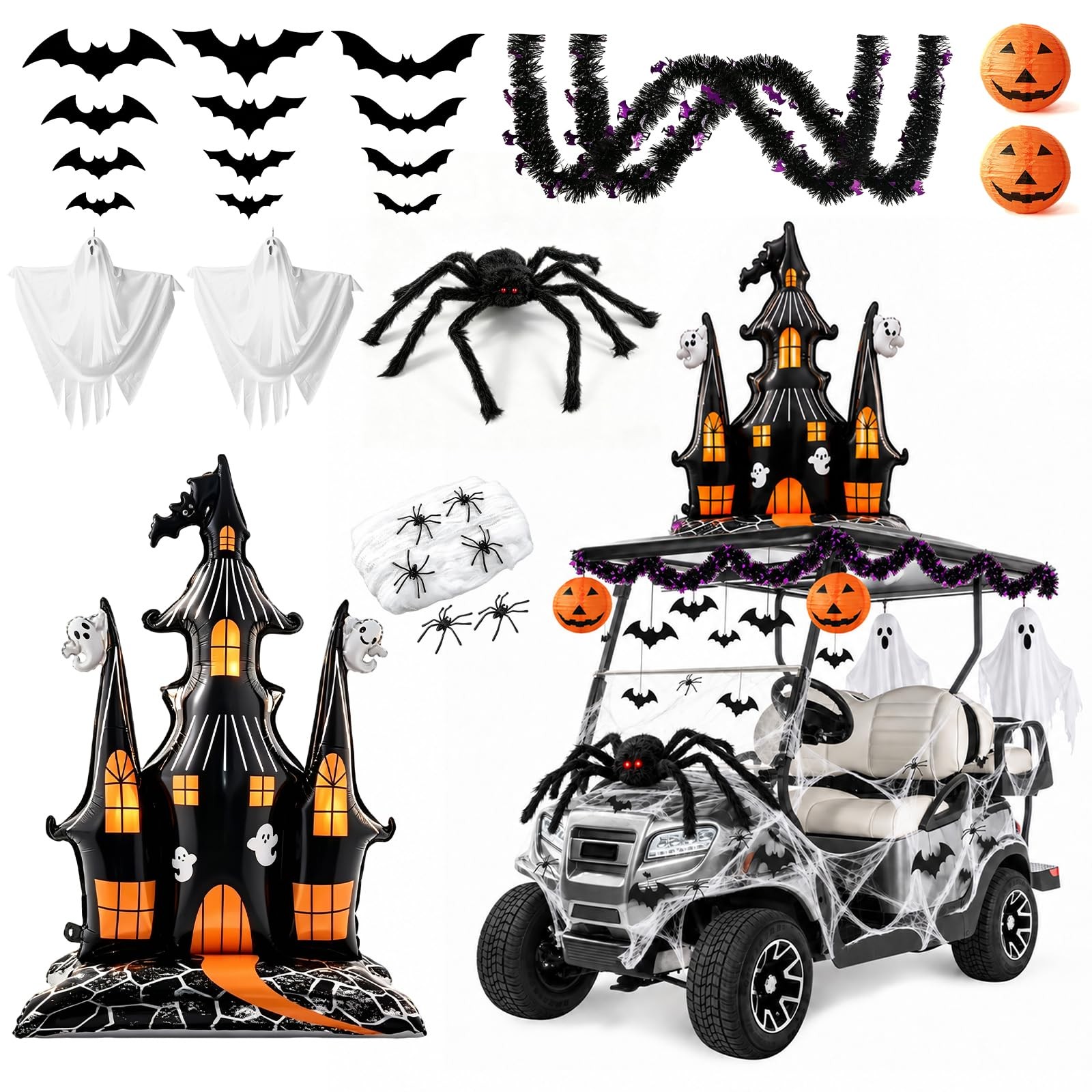 Halloween Golf Cart Decorations Kit for Spooky Parade Party