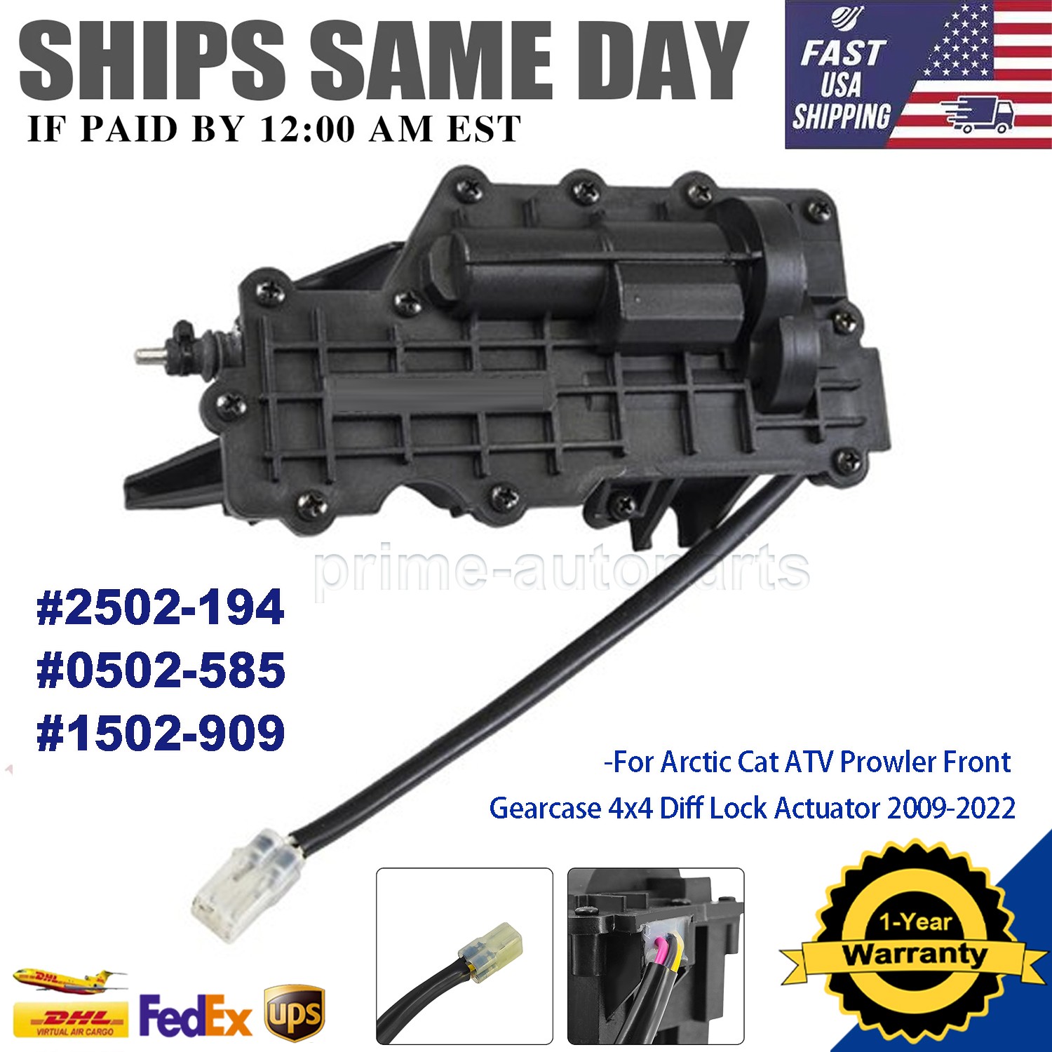 For 2009-2022 Arctic Cat Prowler Front Gearcase 4x4 Diff Lock Actuator 2502-194