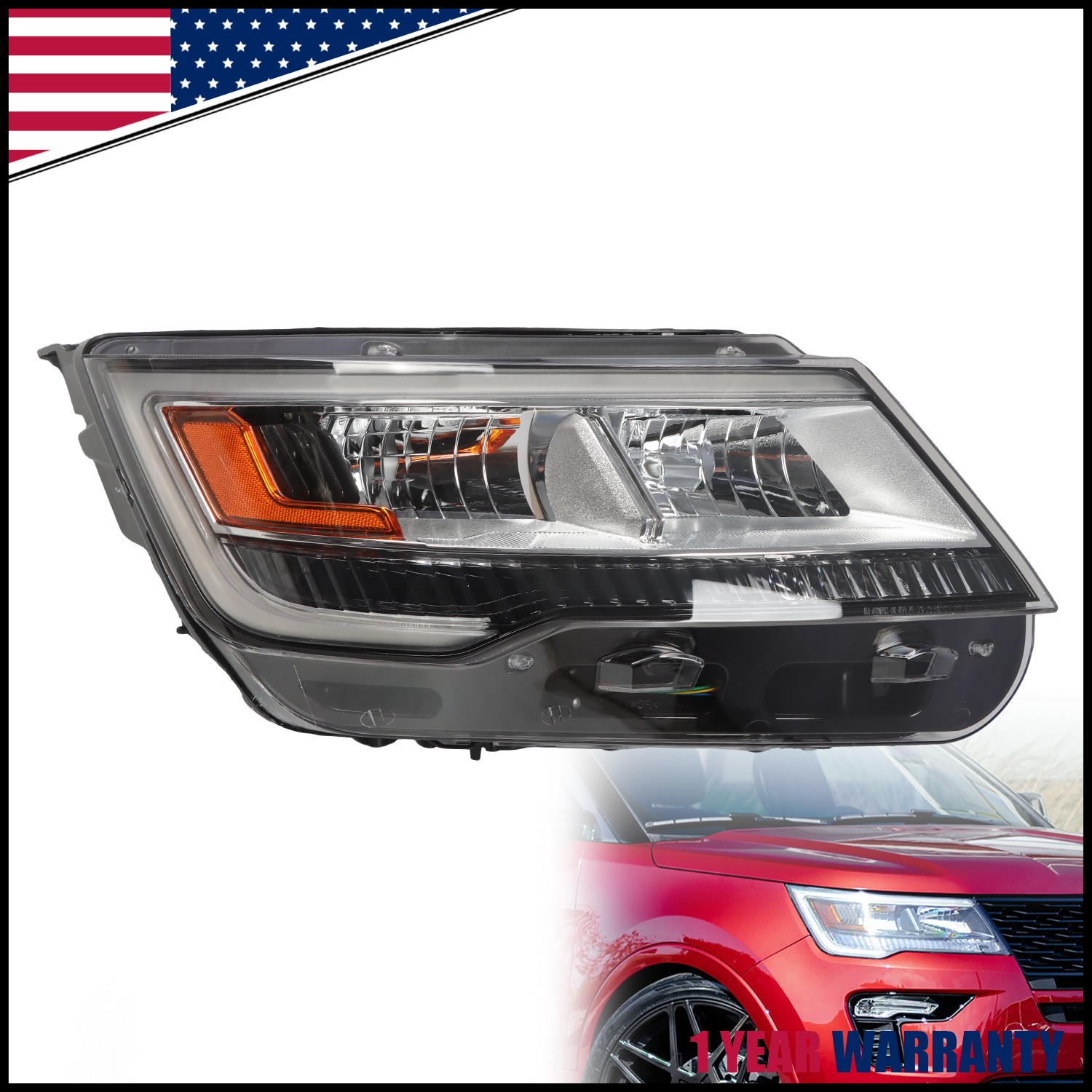 For 2016-2018 Ford Explorer Limited/XLT/Platinum LED DRL Passenger Headlight