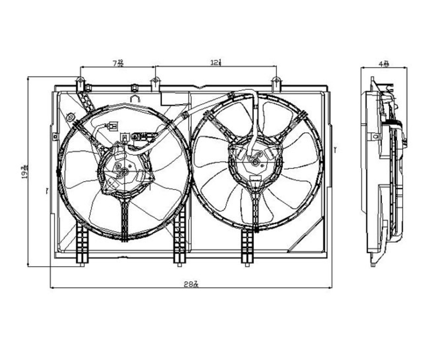Dual Radiator & Condenser Cooling Fan Assembly for 03-06 Mitsubishi Outlander