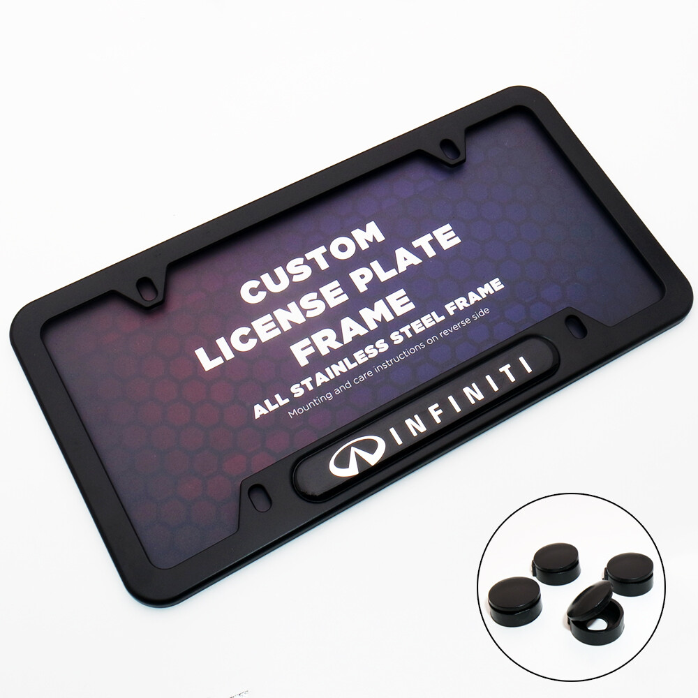 Universal Fit Sport Brand New License Frame Plate Cover Stainless Steel Black