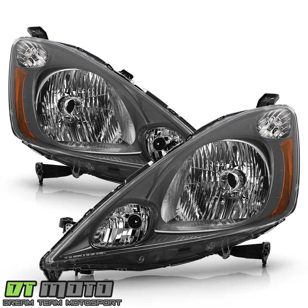 For 2009-2014 Honda FIT Grey Housing Headlights Headlamps Pair 09-14 Left+Right