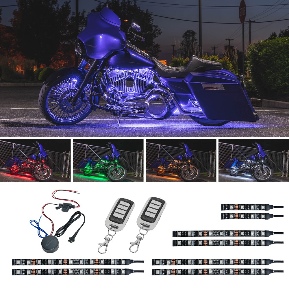 LEDGlow 8pc Advanced Million Color LED Motorcycle Neon Accent Flex Light Kit