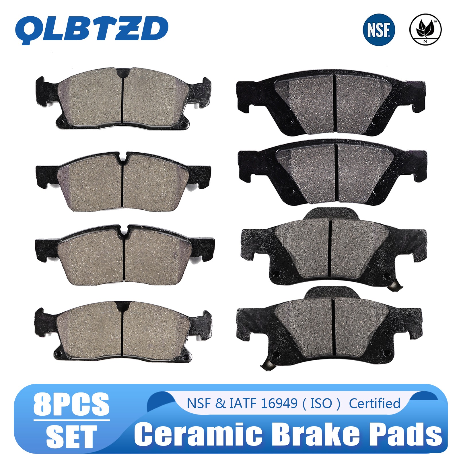 Front Rear Ceramic Brake Pads Kit for Jeep Grand Cherokee Dodge Durango 8pcs/set
