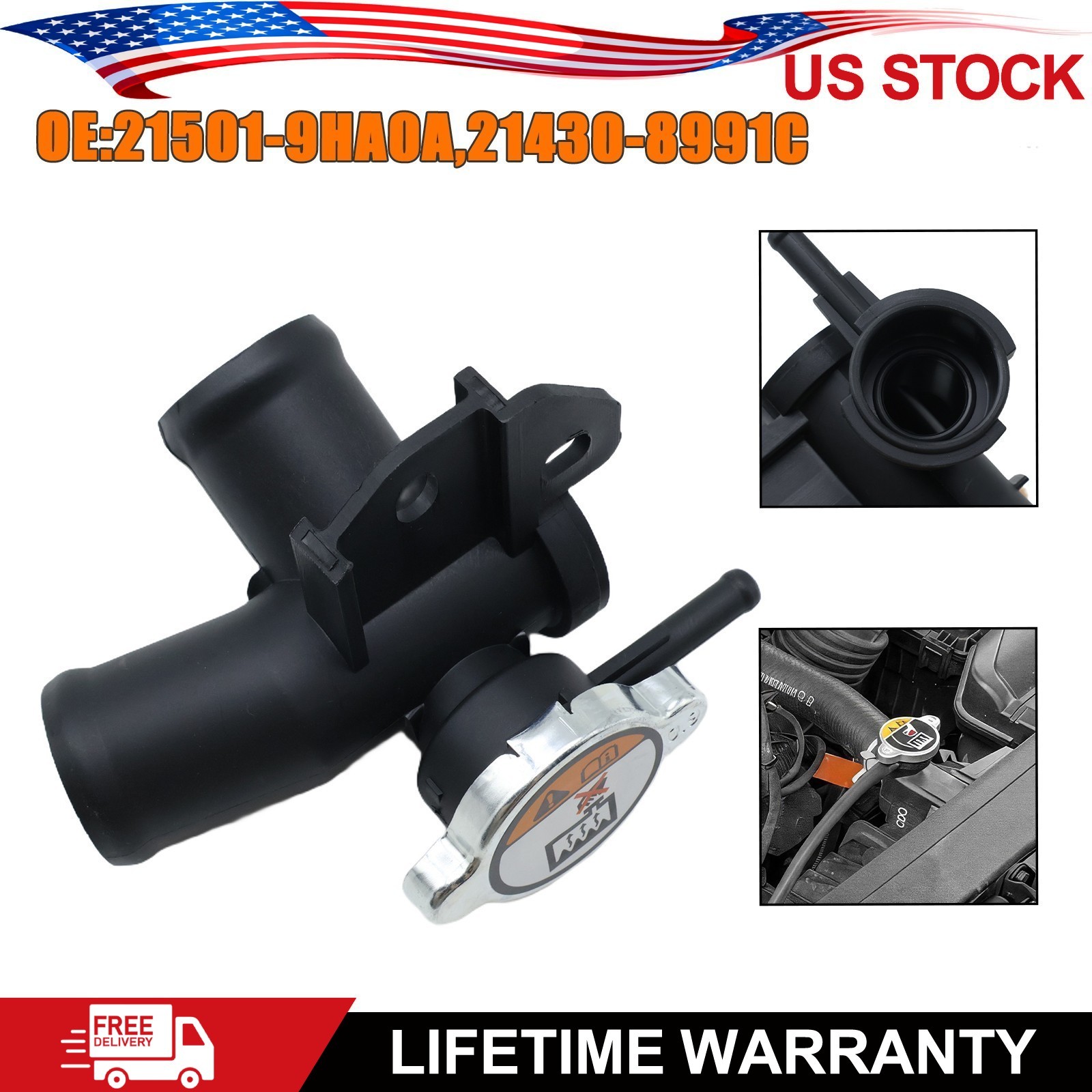 Radiator Inlet Coolant Filler Neck With Cap Fits Nissan Altima L4 2.5L 2007‑2013