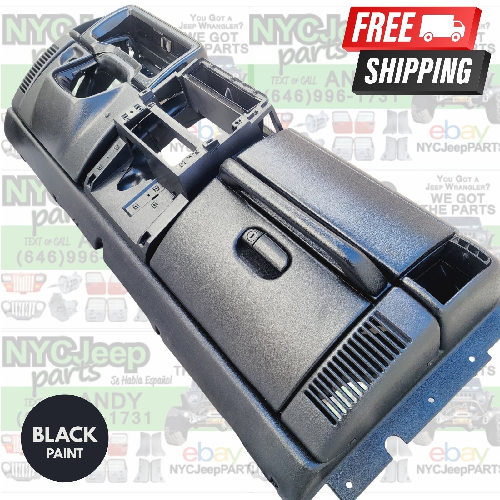 97-02 Jeep TJ Wrangler Complete DASH PANEL Frame Bezel Trim Black Paint
