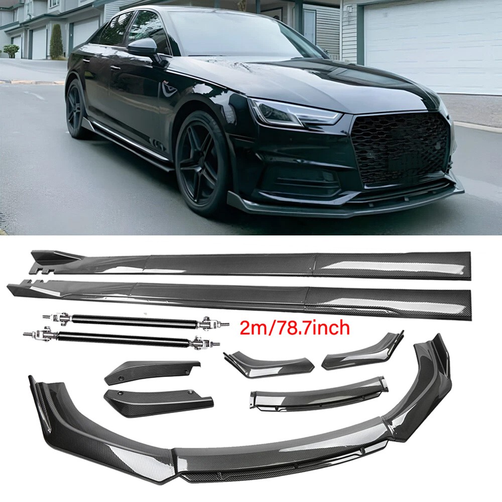 Carbon Fiber Side Skirt Rear & Front Bumper Lip Splitter For Audi A3 A4 A5 A6