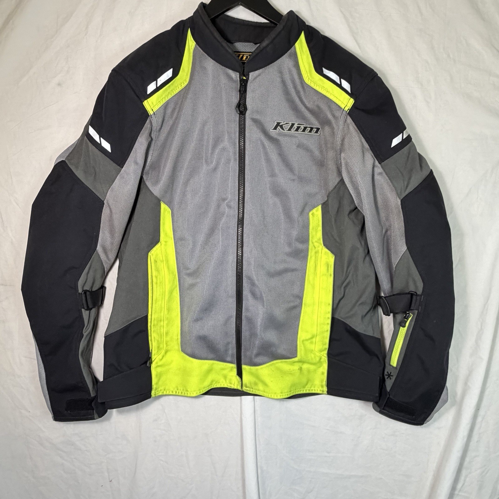 KLIM Induction Mesh Motorcycle Jacket Mens Large Hi Vis Yellow Gray 5060-003