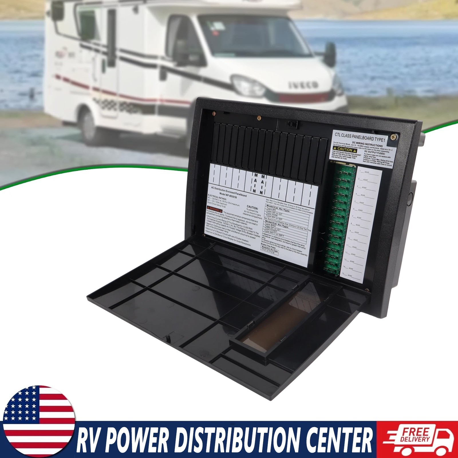 RV Electrical Panel Wf-8930/50NPB 50 Amp AC Distribution Center 27 Circuits